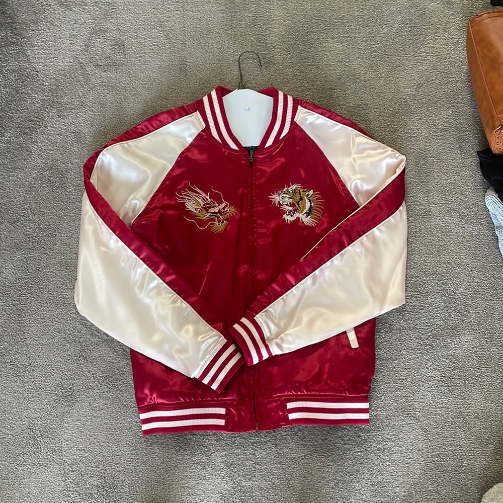 Red Embroidered Bullet Noise Jacket